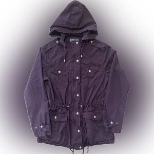 Buffalo David Bitton Cargo Jacket Women’s Size S Hooded Drawstring Waist Maroon